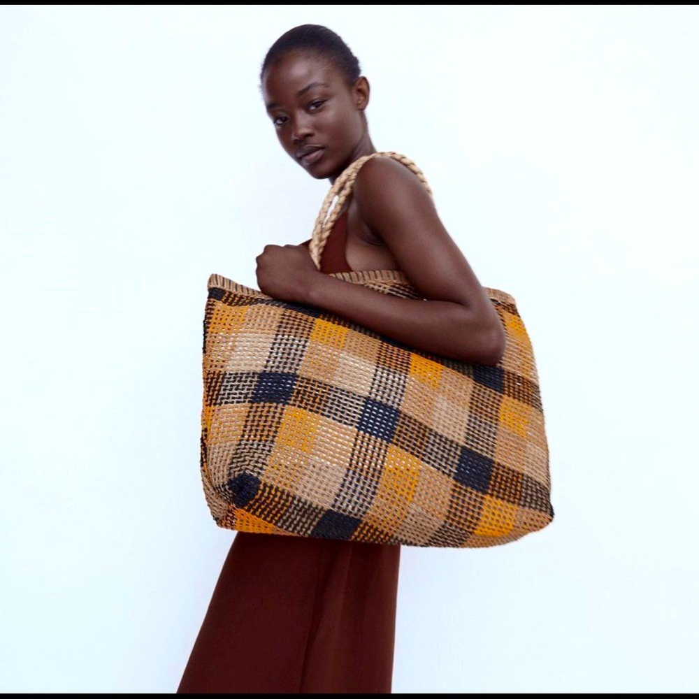 New Zara woven tote bag